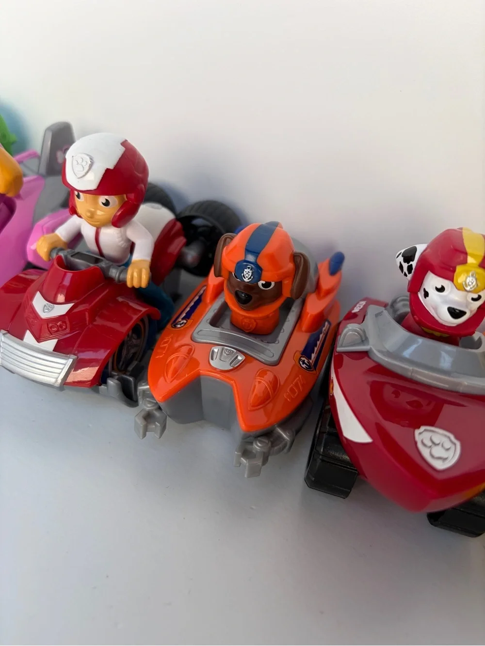 Paw Patrol Racers Lot of 7 Plastic Character Vehicles - Ryder and Pups Hover
